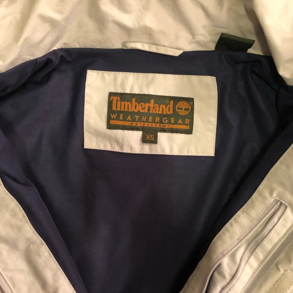 Timberland Weathergear Hooded Jacket- unisex Size Color: Beige/ Navy size XS - Picture 10 of 12